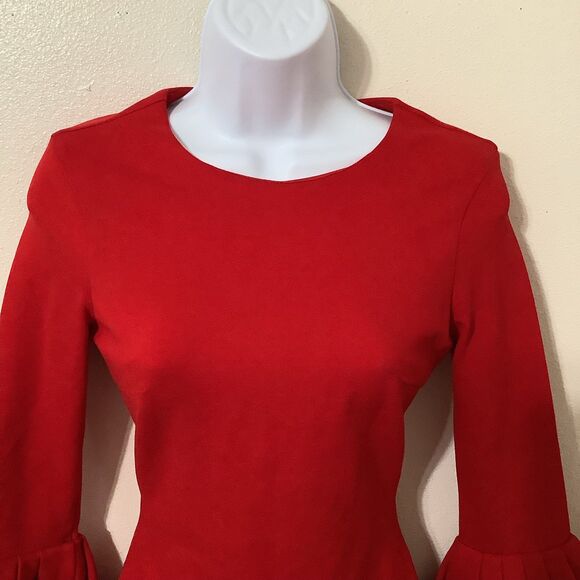 Lulus Double Flair Sleeve Bodycon Holiday Party New Years Statement Red Dress XS - Picture 2 of 11